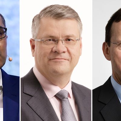 Rajeev Suri, Jussi Pesonen ja Kari Stadigh.