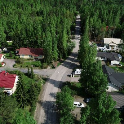 Lempäälän Kylmäkorventie ylhäältä katsottuna.