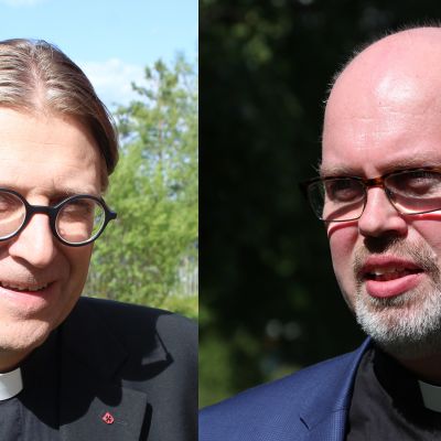 Hävinneet piispanvaaliehdokkaat Jukka Hautala ja Niilo Pesonen henkilökuvissa