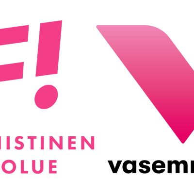Feministipuolueen ja Vasemmistoliiton logot.