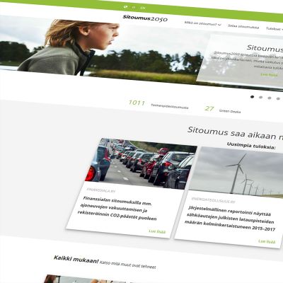 Sitoumus2050-palvelun etusivu.
