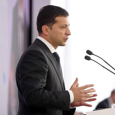 Ukrainan presidentti Volodymyr Zelenskyi puhui YES-konferenssin 2. avajaisistunnossa Kiovassa, Ukrainassa, 13. syyskuuta.