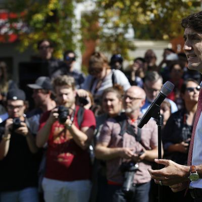 Kanadan pääministeri Justin Trudeau puhui lehdistölle Winnipegissä 19. syyskuuta.