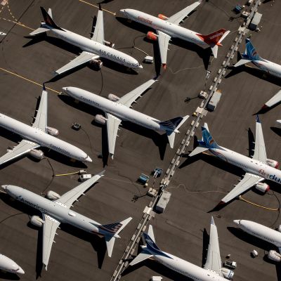 Boeing 737 Max -koneita kuvattuna parkissa Seattlessa Yhdysvalloissa heinäkuussa 2019.