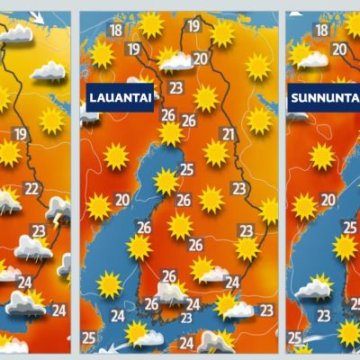 juhannuksen lämpötilat kartalla
