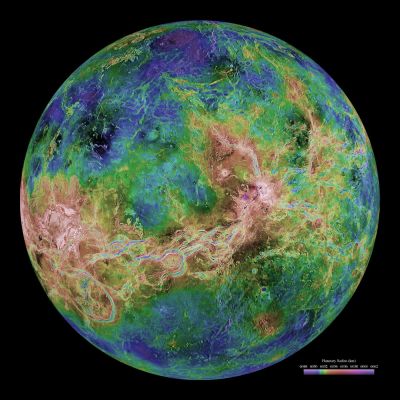 Venus ilman pilviä tutkakuvassa