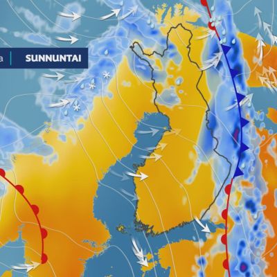 Kartta alkuviikon sademääristä 14.-16.6.2021