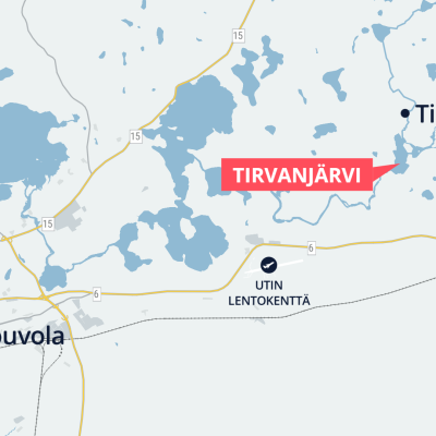 Tirvanjärvi kartalla, lähellä Kouvolaa.