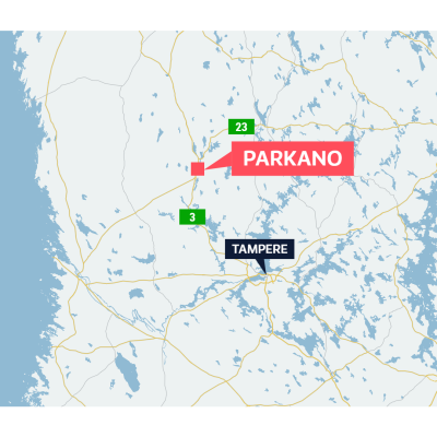 Parkanossa rekkaonnettomuus, kartta