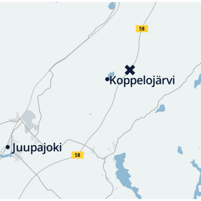 Juupajoen kartta missä näkyy onnettomuuspaikka.