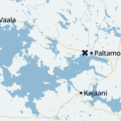 Karttalla onnettomuuspaikka Vaalan ja Paltamon välillä