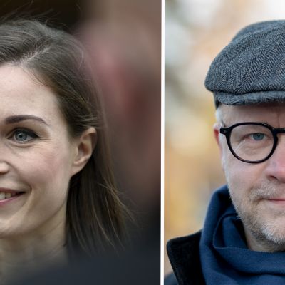 Sanna Marin ja Aki Kangasharju.