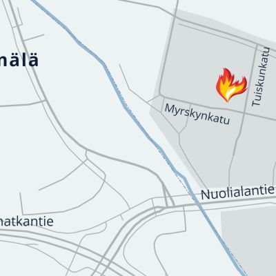 Kartta Myrskynkadun ja Tuiskunkadun risteyksen sijainnista