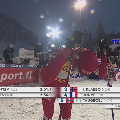 Norjan supertähti Kläbo on lyöty! Venäläisyllättäjä voittoon, Mäki jätettiin viimeiseksi