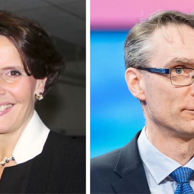 Kuvayhdistelmä Anne Berneristä ja Tuomas Pöystistä.