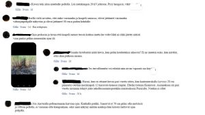 Kommentarer som dykt upp på facebookgruppen för jordbrukare. Bland dem en person vars granne ska ha slagit ett vanligt järspett i en kabel och fått en stöt. Kommentarer på finska om ytligt grävda kablar tagna från en facebookgrupp.