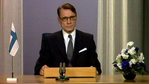 Mauno Koivisto pitää uudenvuoden puhetta 1982.