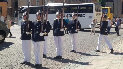 Vakter vid det kungliga slottet i Stockholm den 12 juni 2015.