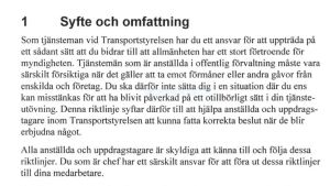 Utdrag ur Transportstyrelsens riktlinjer mot mutor. Utdrag ur Transportstyrelsens riktlinjer mot mutor.