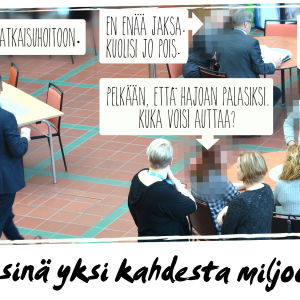 Hoitoa läheiselle kuvitus, yksi 2 miljoonasta