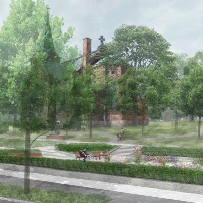 Havainnekuva Jyväskylän Kirkkopuiston uudistamisesta.