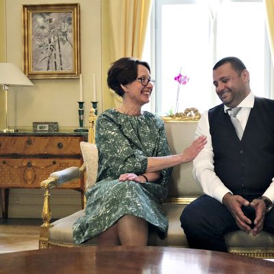 Liisa Talonpoika ja Hassan Zubier.