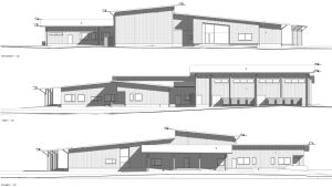 Exteriörbild av den planerade skolbyggnaden i Svartå. Exteriörbilder av det planerade skolcentret i Svartå.