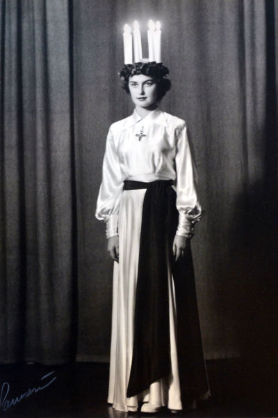 Kerstin Hindström som lucia 1952