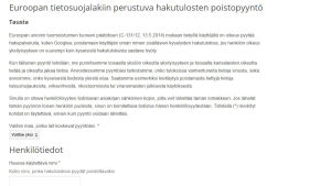 googlen poistopyyntö