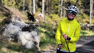 På rullskidbanan i Vörå är träningen inför nästa säsong redan är i full gång. Andrea Julin rullskidar i Vörå, maj 2020.