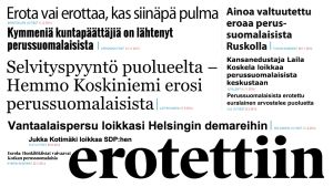 Perussuomalaiset lehtiotsikoissa
