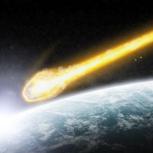 Asteroid som slår ned på jorden.