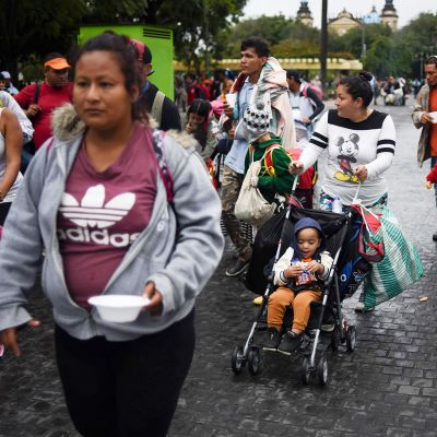Hondurasilaisia siirtolaisia Guatemalan kaupungissa 18. lokakuuta.