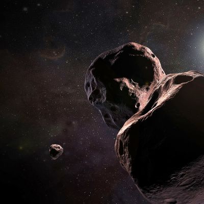 Asteroiden 2014 MU69 och New Horizons-rymdsonden.
