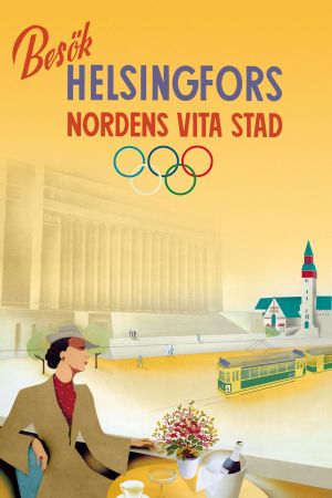 Det var meningen att Helsingfors skulle stå värd för Olympiska sommarspelen 1940 men andra världskriget förhindrade dessa spel. Dam i gult dricker champagne framför riksdagshuset.