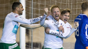 Jani Lyyski gjort ett av målen när IFK Mariehamn senast slog FC Lahti på bortaplan. Jani Lyyski firar mål, FC Lahti-IFK Mariehamn, hösten 2016.
