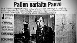 Lehtileike vuodelta 1982, jossa käsitellään Paavo Väyrysen päivärahoista syntynyttä keskustelua.