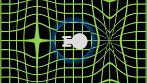 Den tilltänkta warp-motorn krymper rumtiden framför rymdskeppet och utvidgar den bakom. Grafisk framställning av warpdrift.