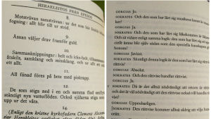 Fragment av Herakleitos och bild ur Platons "Gorgias" Bild ur filosofiska böcker av Platon och Herakleitos