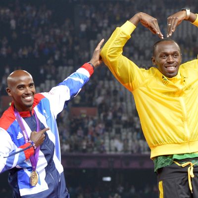 Mo Farah ja Usain Bolt.