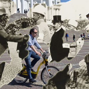 Kollage av Senatsorget 1918 och 2018