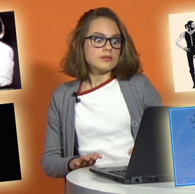 Bertha Simojoki 13 år reagerar på miljonsäljande skivor vid laptopen med förskräckt min