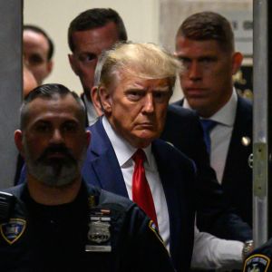 USA:s expresident Donald Trump framträdde vid en domstol i New York i april i år. 