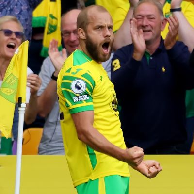 Teemu Pukki firar mål i Norwich.