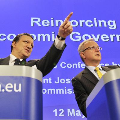 Jose Manuel Barroso ja Olli Rehn 12. toukokuuta 2010
