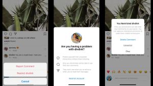 Begränsa-funktionen har utvecklats med tanke på de yngsta Instagramanvändarna. Skärmdump som visar en hatisk kommentar och Instagrams nya funktion som frågar ifall du vill begränsa en användare.