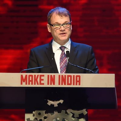 Suomen pääministeri Juha Sipilä Make in India Week -tapahtuman avajaisissa Mumbaissa lauantaina 13. helmikuuta 2016.