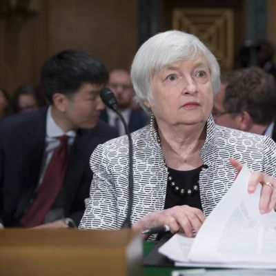Yhdysvaltain keskuspankin johtaja Janet Yellen kongressin valiokuntaistunnossa 13.7.2017.