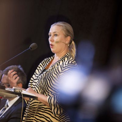 Komissaariehdokas Jutta Urpilainen eduskunnan suuren valiokunnan kuultavana Turun Eurooppa-foorumilla 30. elokuuta.