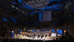 Så här såg det ut i maj då Vanda orkstern senaste gång uppträdde med John Williams musik i Musikhuset. Vidbild på Vanda orkester i Musikhuset då de uppträder med John Williams filmmusik.